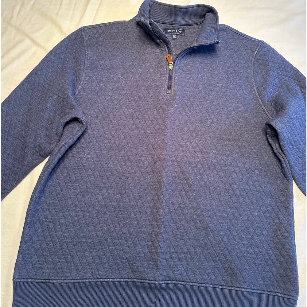 Crown & Ivy Blue, quilted, long sleeve, quarter zip shirt XLT